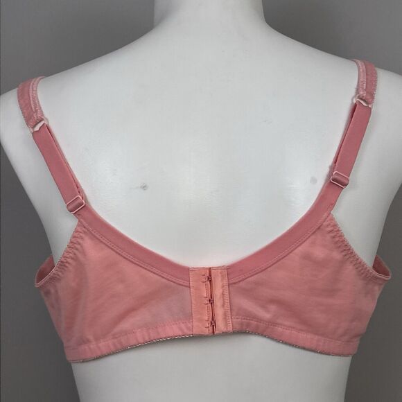 Vintage Delicates Size 48D Bra Unlined Sling Style Wire Free Melon Pink Lace - Picture 5 of 8